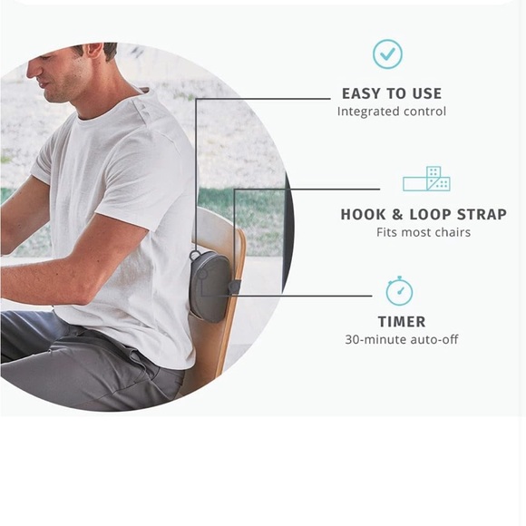 HoMedics Lumbar Support Pillow with Ergonomic Design for Better Posture and Heat - Picture 3 of 6